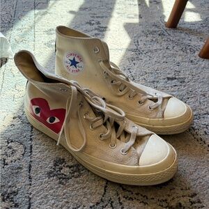 Comme des Garcons White and Red Sneakers